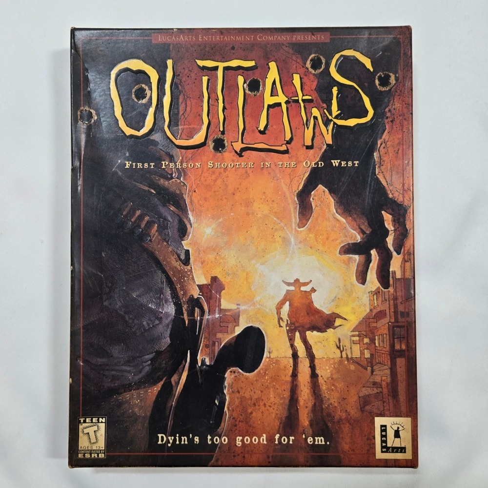 VTG Outlaws PC Big Box Game CIB LucasArts 1997 Windows 95 Western FPS Complete